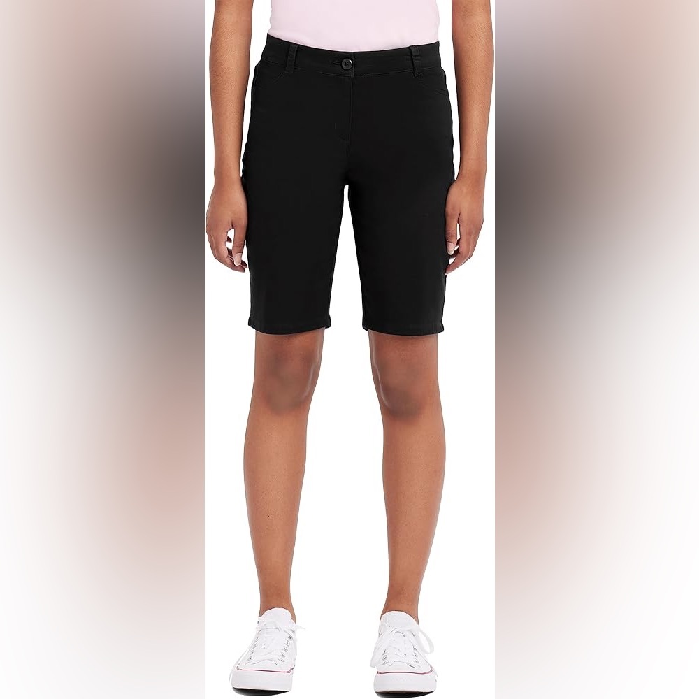 IZOD 2 pack Juniors Uniform Bermuda Shorts, Skinny Style, Black, sz. 5